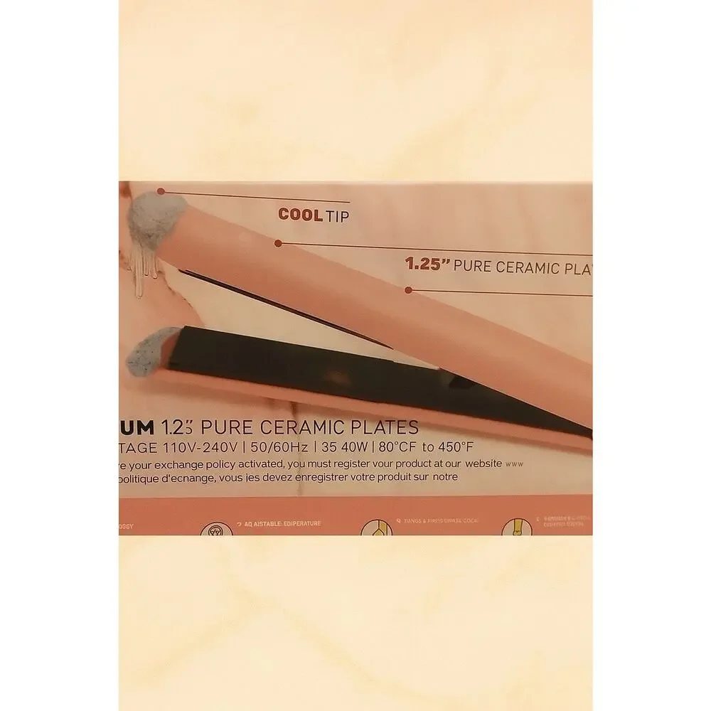 Royale Pink Flat Iron 1.25in Set With Cinderella Heat Resistant Ceramic 450°F
